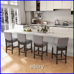 Set of 4 Counter Height Chairs with Solid Rubber Wood Frame & Adjustable Foot Pads