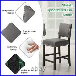 Set of 4 Counter Height Chairs with Solid Rubber Wood Frame & Adjustable Foot Pads