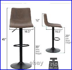 Set of 4 Counter Height Pub Bar Stools Dining Chairs Adjustable Swivel Barstools