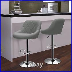 Set of 4 Grey Pub Bar Stool Adjustable Height Dining Chair Counter Swivel Seat