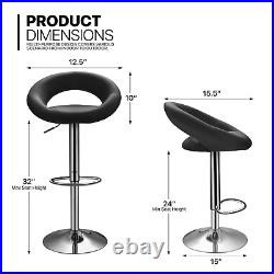 Set of 4 Leather Swivel Adjustable Bar Stool Kitchen Counter Height Dining Chair