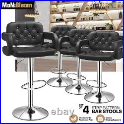 Set of 4 Leather Swivel Bar Stool Modern Adjustable Kitchen Counter Height Chair