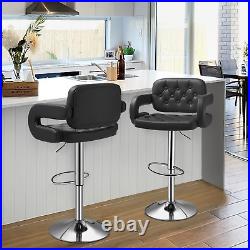 Set of 4 Leather Swivel Bar Stool Modern Adjustable Kitchen Counter Height Chair