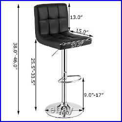 Set of 4 PU Leather Bar Stool Swivel Bar Chair with Adjustable Height Black