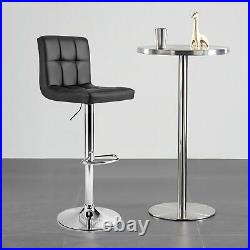 Set of 4 PU Leather Bar Stool Swivel Bar Chair with Adjustable Height Black