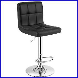 Set of 4 PU Leather Bar Stool Swivel Bar Chair with Adjustable Height Black