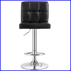 Set of 4 PU Leather Bar Stool Swivel Bar Chair with Adjustable Height Black