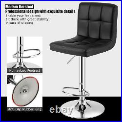 Set of 4 PU Leather Bar Stool Swivel Bar Chair with Adjustable Height Black