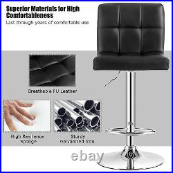 Set of 4 PU Leather Bar Stool Swivel Bar Chair with Adjustable Height Black