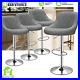 Set of 4 Pub Bar Stool Grey Adjustable Height Dining Chair Counter Swivel Seat