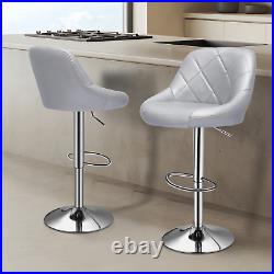 Set of 4 Pub Bar Stool Silver Adjustable Height Counter Dining Chair Swivel Seat