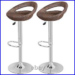 Set of 4 Rattan Wicker Swivel Bar Stool Modern ABS Adjustable Height Chairs Pub