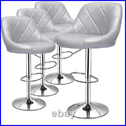 Set of 4 Silver Pub Bar Stool Adjustable Height Counter Dining Chair Swivel Seat