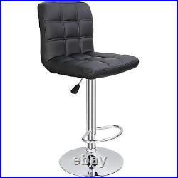 Set of 4 Square PU Leather Adjustable Bar Stools with Back Counter Height Swivel