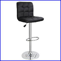 Set of 4 Square PU Leather Adjustable Bar Stools with Back Counter Height Swivel