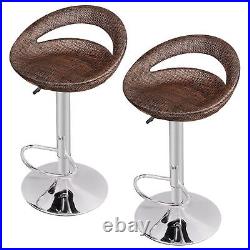 Set of 8 Bar Stools Kitchen Island Wicker Chairs Adjustable Height Pub Stools