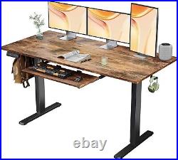 Spacious Electric Standing Desk with Keyboard Tray 55, Memory Settings, Rusti