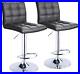 Square Leather Adjustable Bar Stools w Back Set of 2 Counter Height Swivel Stool