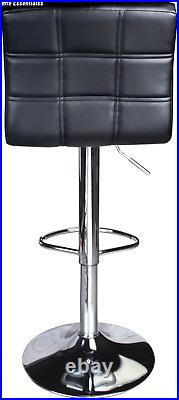 Square Leather Adjustable Bar Stools w Back Set of 2 Counter Height Swivel Stool