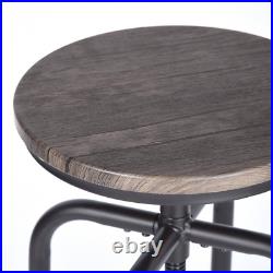 Strong Adjustable Height Swivel Wood Metal Style round Bar Stool Set of 2 Walnut
