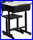 Student Desk and Chair Set with Adjustable Height in Black Metal Frame