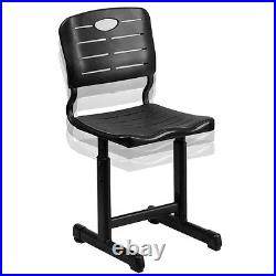 Student Desk and Chair Set with Adjustable Height in Black Metal Frame