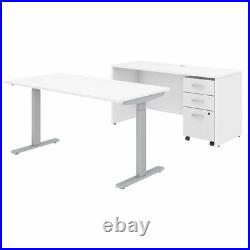 Studio C 60W Height Adjustable Standing Desk Set in White Engineered Wood