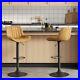 Swivel Bar Stool Set 2 Faux Leather Tan Counter Seat Adjustable Height Pub Chair