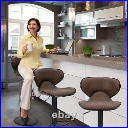 Swivel Bar Stools Set of 2 Adjustable Counter Height Kitchen Dining Chairs, Brown