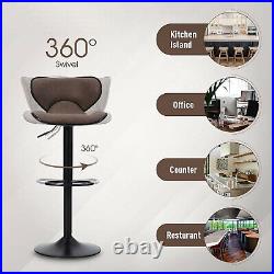 Swivel Bar Stools Set of 2 Adjustable Counter Height Kitchen Dining Chairs, Brown