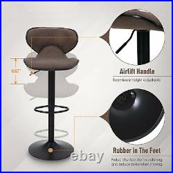 Swivel Bar Stools Set of 2 Adjustable Counter Height Kitchen Dining Chairs, Brown