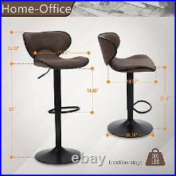 Swivel Bar Stools Set of 2 Adjustable Counter Height Kitchen Dining Chairs, Brown