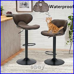 Swivel Bar Stools Set of 2 Adjustable Counter Height Kitchen Dining Chairs, Brown