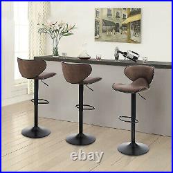 Swivel Bar Stools Set of 2 Adjustable Counter Height Kitchen Dining Chairs, Brown