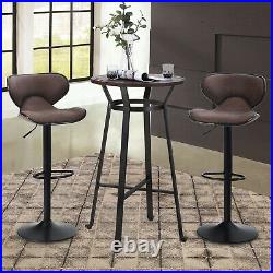 Swivel Bar Stools Set of 2 Adjustable Counter Height Kitchen Dining Chairs, Brown