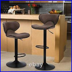 Swivel Bar Stools Set of 2 Adjustable Counter Height Kitchen Dining Chairs, Brown