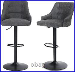 Swivel Bar Stools Set of 2 Adjustable Height Faux Leather Pub Dining Heavy Duty