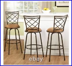Tms Avery Set Of 3 Bar Stool With Swivel & Adjustable Height, Brown