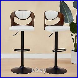 VECELO Set of 2 Barstools Swivel Height Adjustable Bar Chairs PU Leather with Back