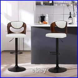 VECELO Set of 2 Barstools Swivel Height Adjustable Bar Chairs PU Leather with Back