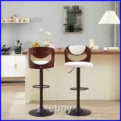 VECELO Set of 2 Barstools Swivel Height Adjustable Bar Chairs PU Leather with Back