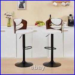 VECELO Set of 2 Barstools Swivel Height Adjustable Bar Chairs PU Leather with Back