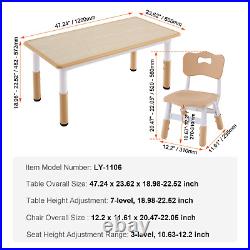 VEVOR Kids Table and 4 Chairs Set Adjustable Height, Graffiti Desktop