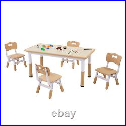 VEVOR Kids Table and 4 Chairs Set Adjustable Height, Graffiti Desktop