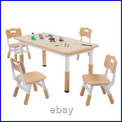 VEVOR Kids Table and 4 Chairs Set Adjustable Height, Graffiti Desktop