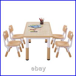 VEVOR Kids Table and 4 Chairs Set Adjustable Height, Graffiti Desktop