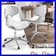 White Set of 2 Rolling Adjustable Height Swivel Bar Stool Spa Salon Vanity Chair