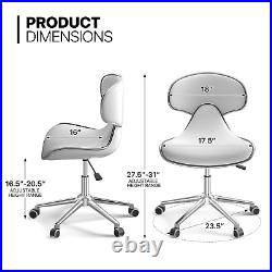 White Set of 2 Rolling Adjustable Height Swivel Bar Stool Spa Salon Vanity Chair