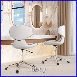 White Set of 2 Rolling Adjustable Height Swivel Bar Stool Spa Salon Vanity Chair