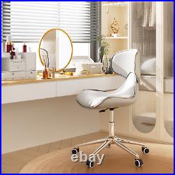 White Set of 2 Rolling Adjustable Height Swivel Bar Stool Spa Salon Vanity Chair